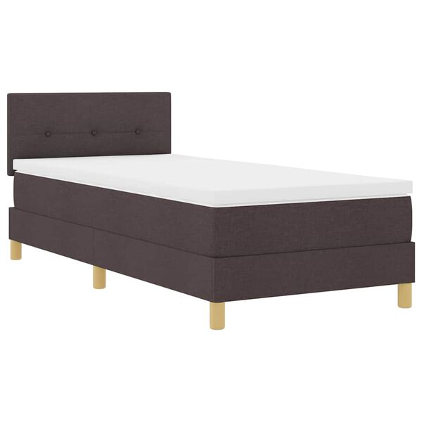 vidaXL Lit &agrave; ressorts avec matelas Marron fonc&eacute; 90 x 200 cm tissu