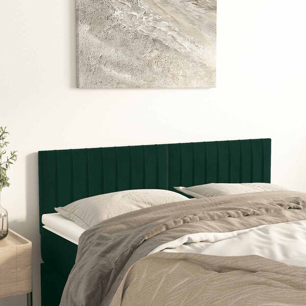 vidaXL T&ecirc;tes de lit 2 pcs Vert fonc&eacute; 72x5x78/88 cm Velours