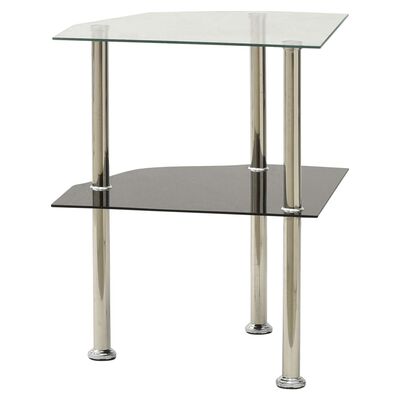 vidaXL Table 2 niveaux Transparent et noir 38x38x50 cm Verre trempé