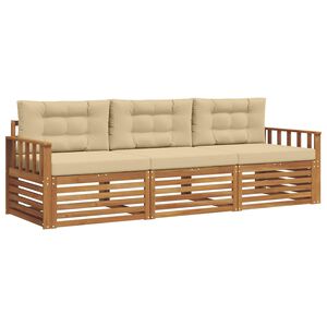 vidaXL Ensemble de canap&eacute;s d'ext&eacute;rieur 3 pcs Naturel et Beige