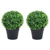 vidaXL Plantes de buis artificiel 2 pcs avec pots Boule Vert 37 cm