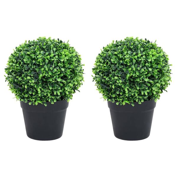 vidaXL Plantes de buis artificiel 2 pcs avec pots Boule Vert 37 cm