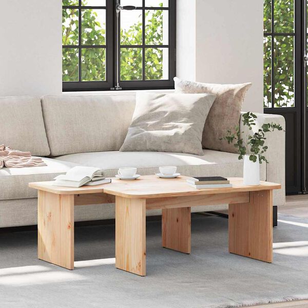 vidaXL Table basse 2 pcs Naturel Bois massif en pin
