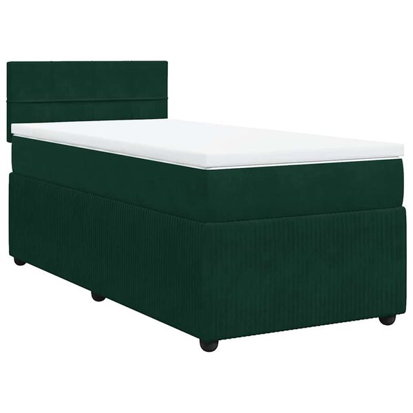 vidaXL Sommier &agrave; lattes de lit et matelas Vert fonc&eacute; 80x200 cm Velours