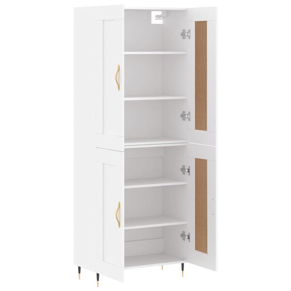 vidaXL Buffet haut Blanc 69,5x34x180 cm Bois d'ing&eacute;nierie