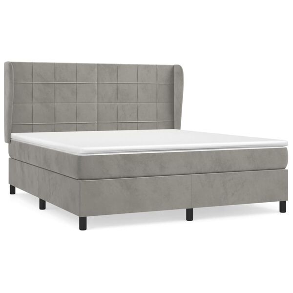 vidaXL Sommier &agrave; lattes de lit et matelas Gris clair 180x200cm Velours