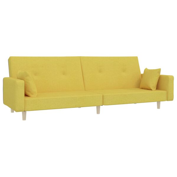 vidaXL Canap&eacute;-lit &agrave; 2 places avec deux oreillers Vert Tissu