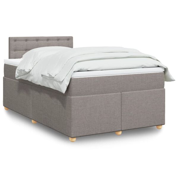 vidaXL Sommier &agrave; lattes de lit avec matelas taupe 120x190 cm tissu