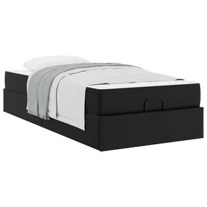 vidaXL Cadre de lit avec matelas avec matelas 2 pcs Noir PVC