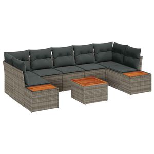 vidaXL Ensemble de canap&eacute; de jardin 8 pc Gris Poly rotin