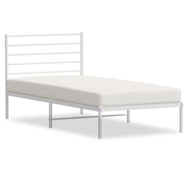 vidaXL Cadre de lit m&eacute;tal sans matelas et t&ecirc;te de lit blanc 100x190 cm