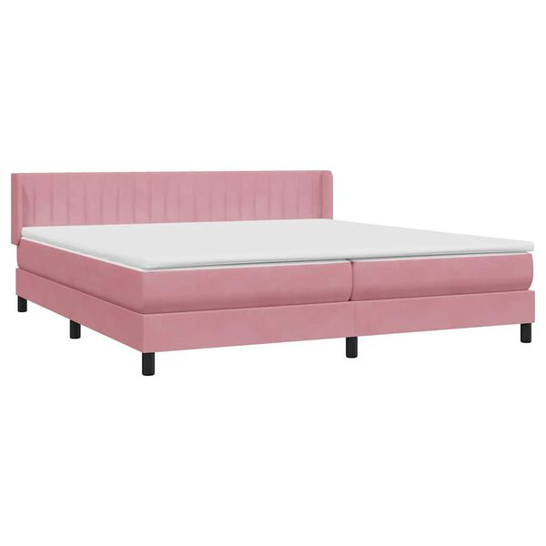 vidaXL Sommier &agrave; lattes de lit avec matelas rose 180x220 cm velours
