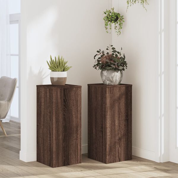 vidaXL Supports pour plantes 2 pcs ch&ecirc;ne marron bois d'ing&eacute;nierie