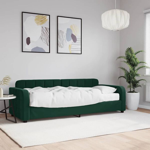 vidaXL Lit de jour avec matelas vert foncé 80x200 cm velours