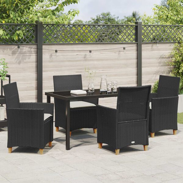 vidaXL Ensemble de salle &agrave; manger pour jardin 5 pcs Noir polyrotin