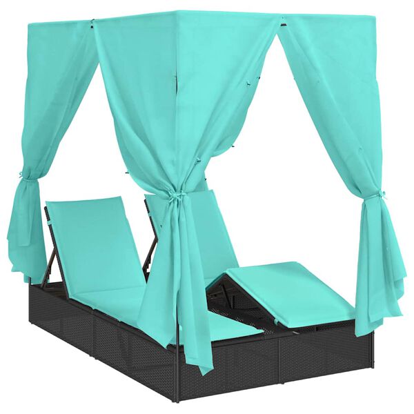 vidaXL Transat double R&eacute;glable Turquoise 205 x 129 x 200 cm polyrotin