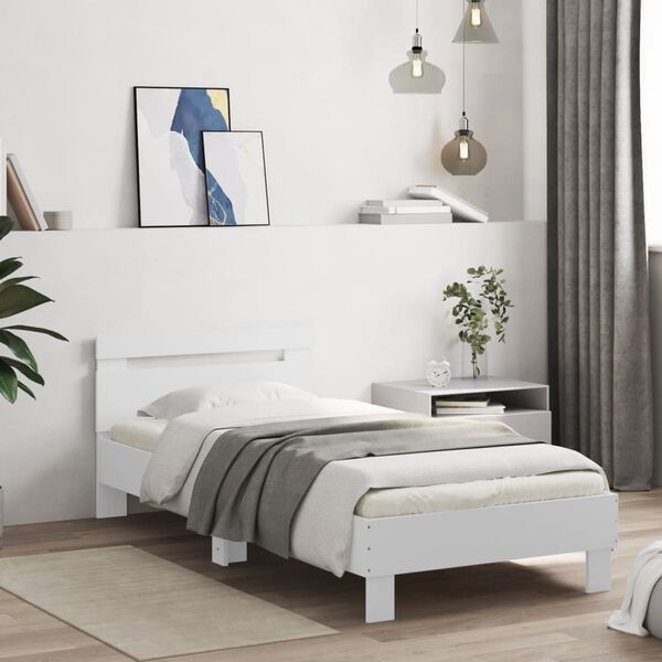 vidaXL Cadre de lit sans matelas avec t&ecirc;te de lit blanc 90x190 cm