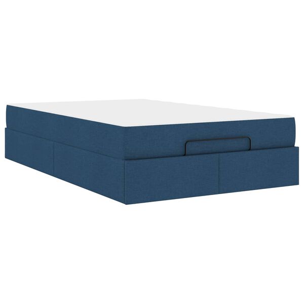 vidaXL Cadre de lit avec matelas avec matelas 2 pcs Bleu tissu