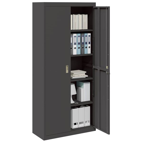 vidaXL Armoire de rangement 2 pcs Noir 90 x 40 x 200 cm Acier