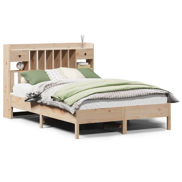 vidaXL Lit bibliothèque sans matelas 140x190 cm bois de pin massif