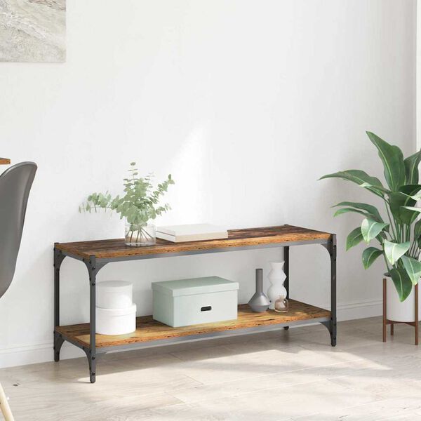 vidaXL Meuble TV Bois Ancien 100x33x41cm Bois d'ingénierie et fer