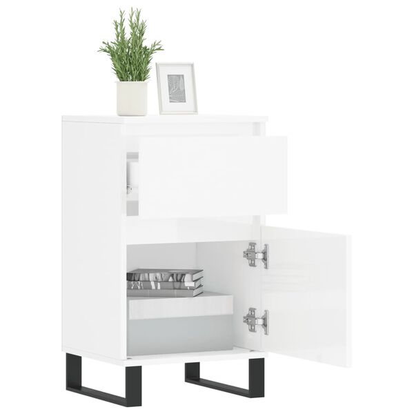vidaXL Buffets 2 pcs blanc brillant 40x35x70 cm bois d'ing&eacute;nierie