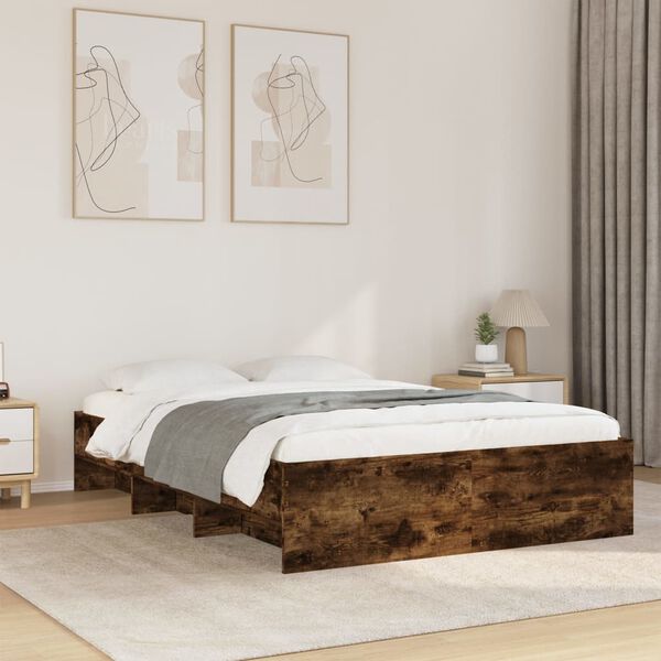 vidaXL Cadre de lit sans matelas ch&ecirc;ne fum&eacute; 140x190 cm bois ing&eacute;nierie
