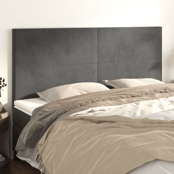 vidaXL T&ecirc;te de lit Gris fonc&eacute; 200 x 5 x 118/128 cm Velours