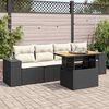 vidaXL Salon de jardin 5 pcs avec coussins noir r&eacute;sine tress&eacute;e