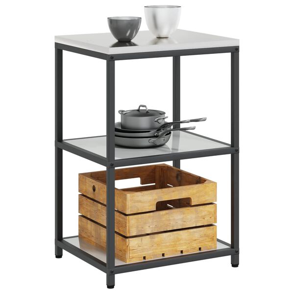 vidaXL Rangement de cuisine avec &eacute;tag&egrave;re Argent 60 x 50 x 92 cm Acier