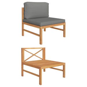 vidaXL Canap&eacute; central avec coussins gris fonc&eacute; Bois de teck solide