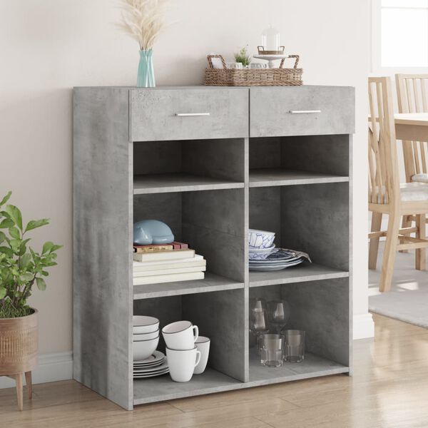 vidaXL Buffet gris béton 80x42,5x93 cm bois d'ingénierie