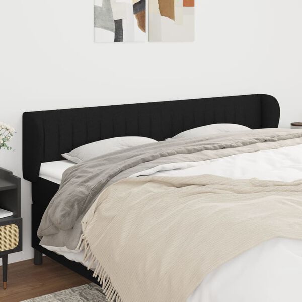vidaXL Tête de lit avec oreilles Noir 203x23x78/88 cm Tissu
