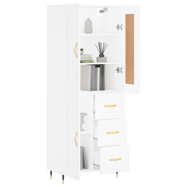 vidaXL Buffet haut Blanc 69,5x34x180 cm Bois d'ing&eacute;nierie