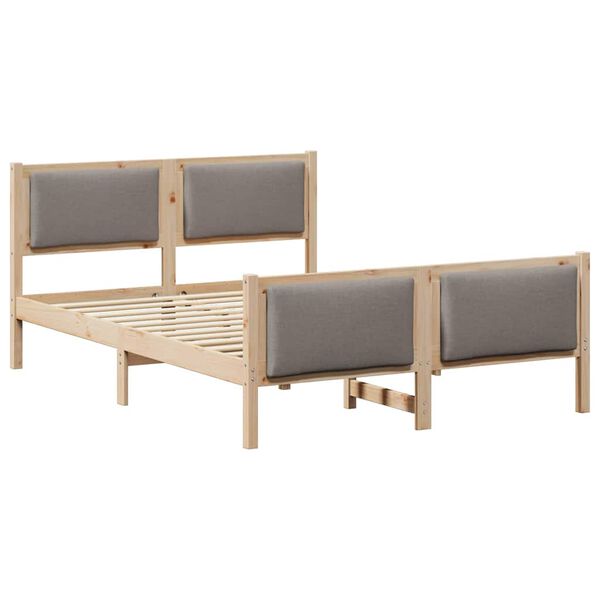 vidaXL Cadre de lit avec t&ecirc;te de lit Taupe 140 x 190 cm tissu