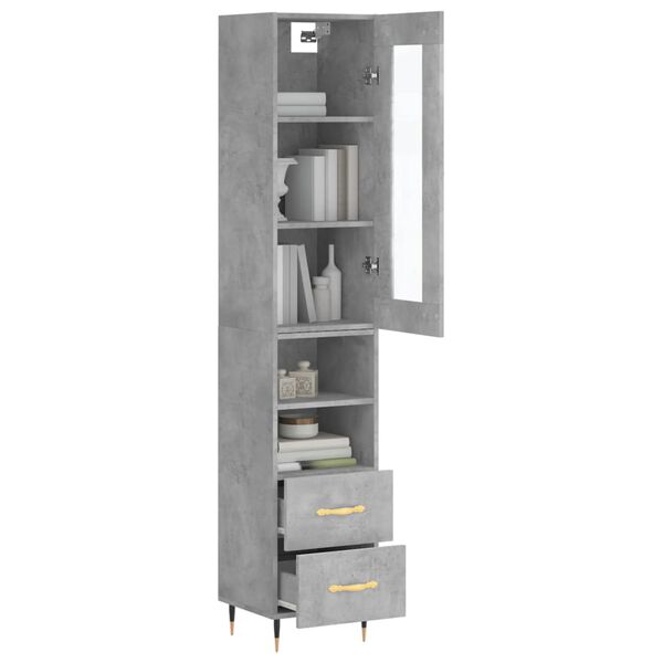 vidaXL Buffet haut Gris b&eacute;ton 34,5x34x180 cm Bois d'ing&eacute;nierie