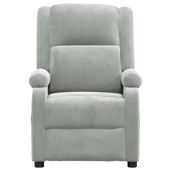 vidaXL Fauteuil de massage gris clair velours