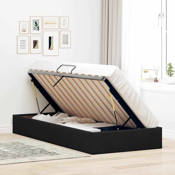 vidaXL Lit de Rangement avec matelas Noir 90 x 190 cm Velours