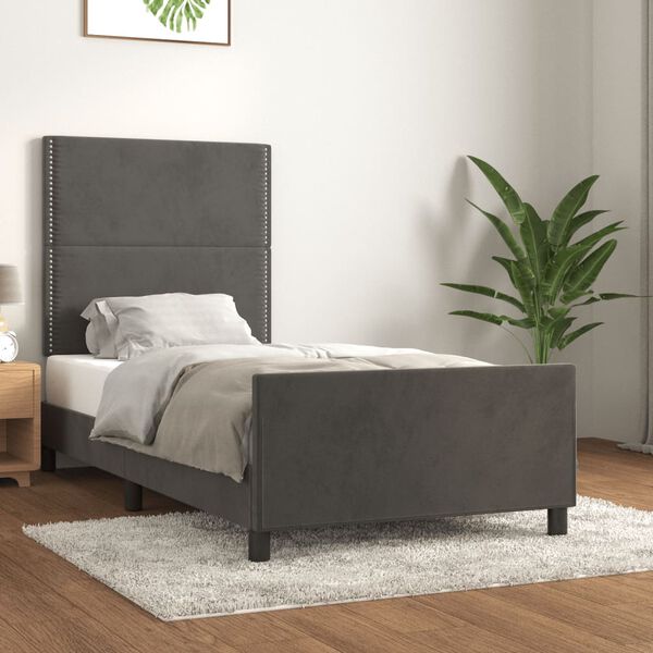 vidaXL Cadre de lit sans matelas gris fonc&eacute; 100x200 cm velours
