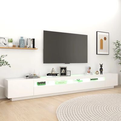 vidaXL Meuble TV avec lumières LED Blanc 300x35x40 cm