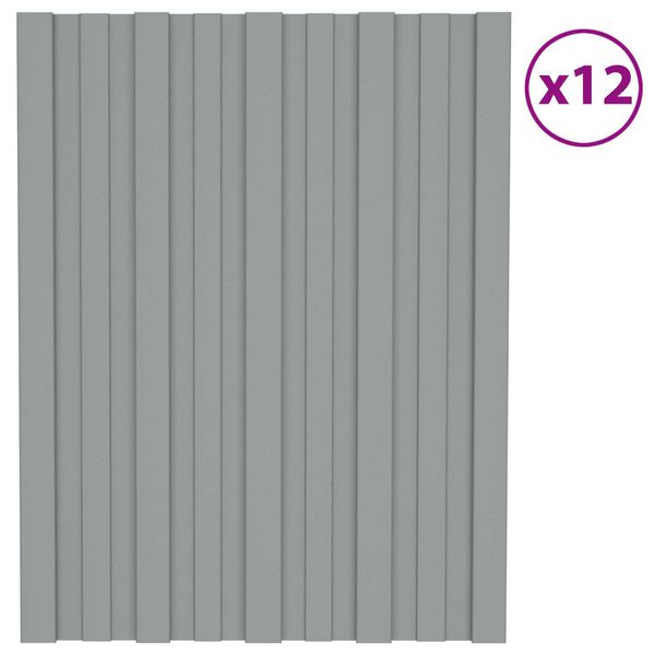 vidaXL Panneau de toiture 12 pcs Gris 60 x 45 cm Acier galvanis&eacute;