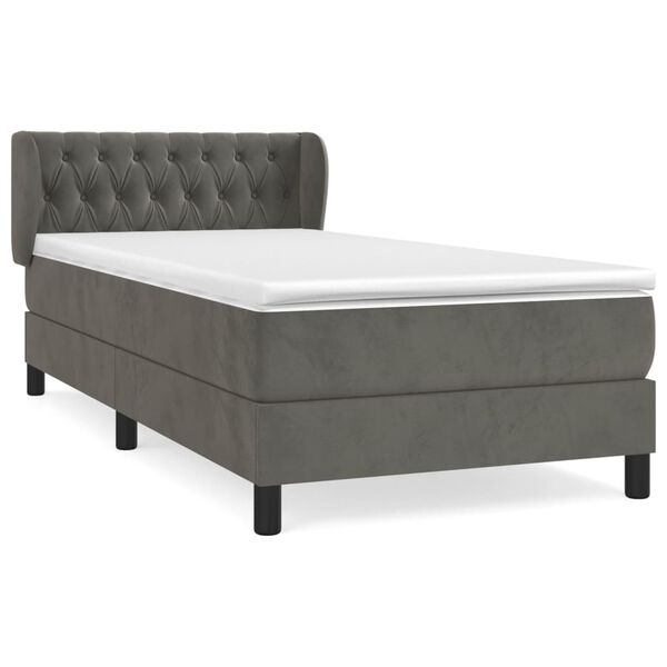 vidaXL Sommier à lattes de lit et matelas Gris foncé 90x200 cm Velours