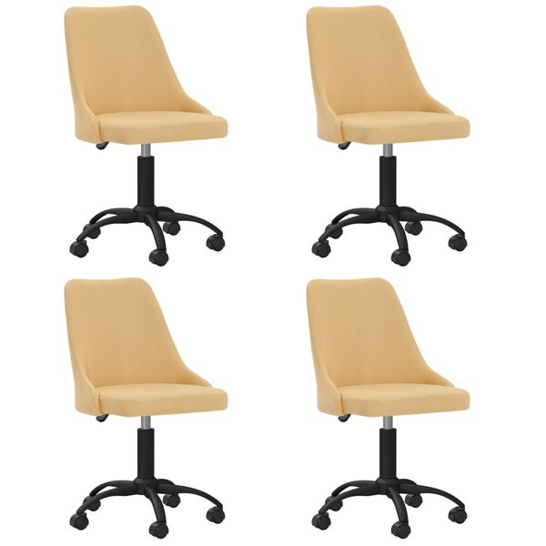 vidaXL Chaises pivotantes &agrave; manger lot de 4 jaune tissu