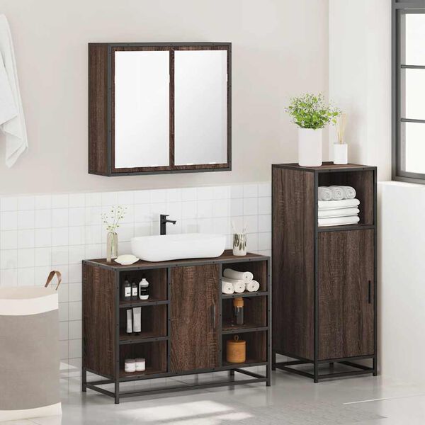 vidaXL Ensemble de meubles de salle de bain 3 pcs Chêne marron