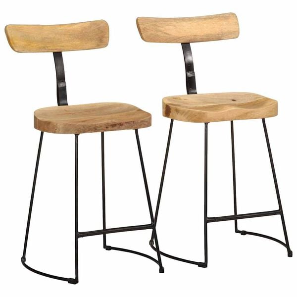 vidaXL Tabourets de bar lot de 2 49x43x79 cm bois de manguier massif