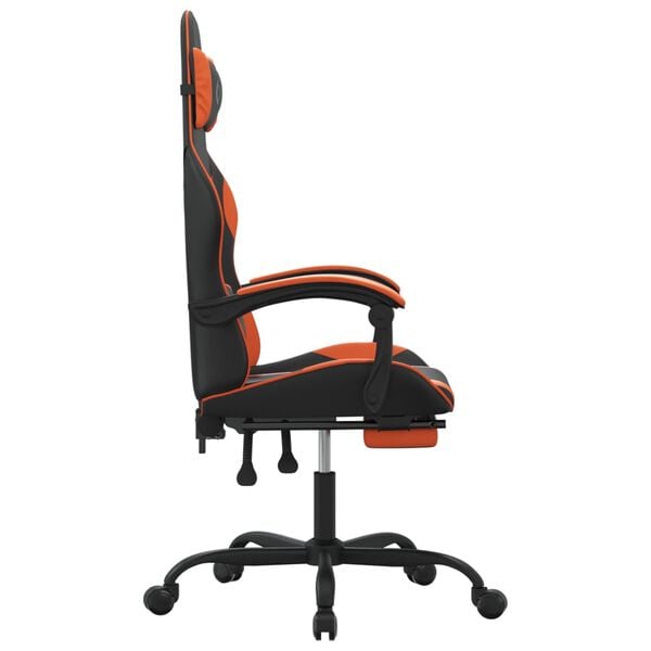 vidaXL Chaise de jeu avec repose-pied Noir et orange Similicuir