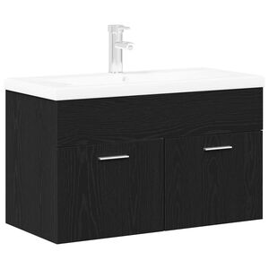 vidaXL Cabinet de salle de bain Ch&ecirc;ne noir 90 x 38,5 x 46 cm