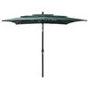vidaXL Parasol de jardin &agrave; 3 niveaux avec m&acirc;t en aluminium vert