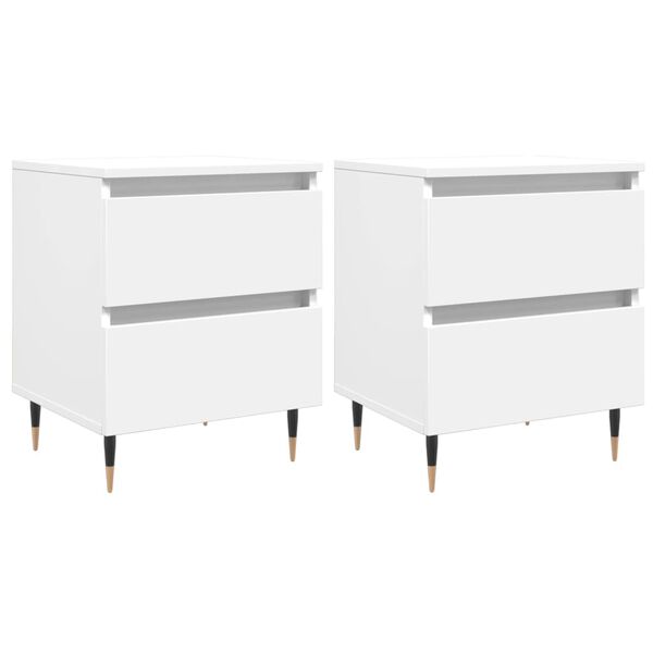 vidaXL Tables de chevet 2 pcs blanc 40x35x50 cm bois d&rsquo;ing&eacute;nierie