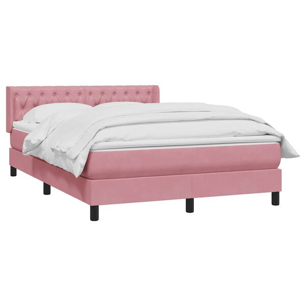 vidaXL Sommier &agrave; lattes de lit avec matelas rose 140x220 cm velours